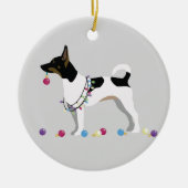 Rat Terrier Silhouette Weihnachtsdesign Keramikornament (Vorne)