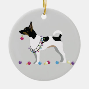 Rat Terrier Silhouette Weihnachtsdesign Keramikornament