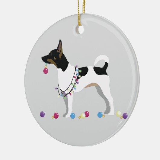 Rat Terrier Silhouette Weihnachtsdesign Keramikornament (Links)