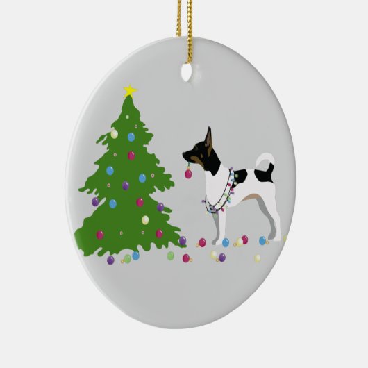 Rat Terrier Silhouette Weihnachtsdesign Keramikornament (Rechts)
