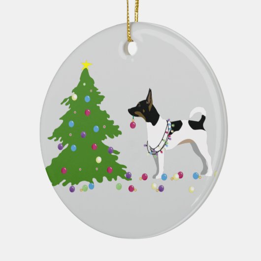 Rat Terrier Silhouette Weihnachtsdesign Keramikornament (Links)