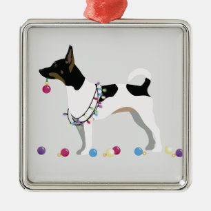 Rat Terrier Silhouette Weihnachtsdesign Silbernes Ornament