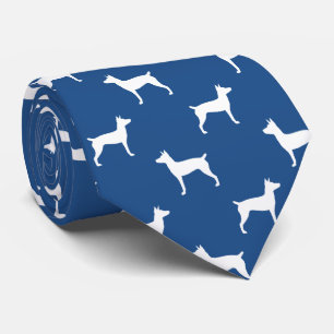 Rat Terrier Silhouetten Muster Blau Krawatte