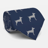 Rat Terrier Silhouetten Pattern Blue und Grau Krawatte (Gerollt)