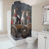 Rat Terrier Snowy Sleigh Weihnachtsdekor Duschvorhang (Beispiel)