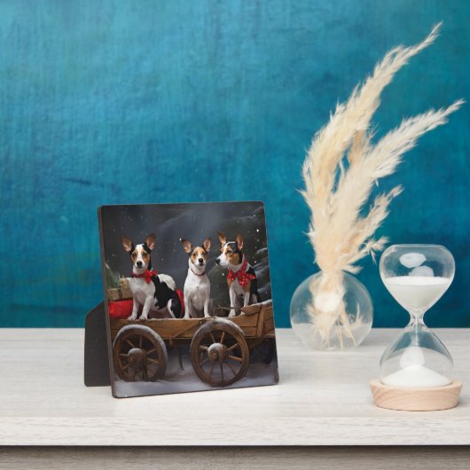 Rat Terrier Snowy Sleigh Weihnachtsdekor Fotoplatte (InSitu)