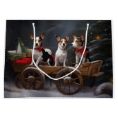 Rat Terrier Snowy Sleigh Weihnachtsdekor Große Geschenktüte (Vorderseite)
