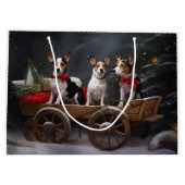 Rat Terrier Snowy Sleigh Weihnachtsdekor Große Geschenktüte (Rückseite)