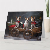 Rat Terrier Snowy Sleigh Weihnachtsdekor Karte (Vorderseite)