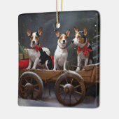 Rat Terrier Snowy Sleigh Weihnachtsdekor Keramikornament (Links)