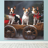 Rat Terrier Snowy Sleigh Weihnachtsdekor Leinwanddruck (Insitu (Holzboden))