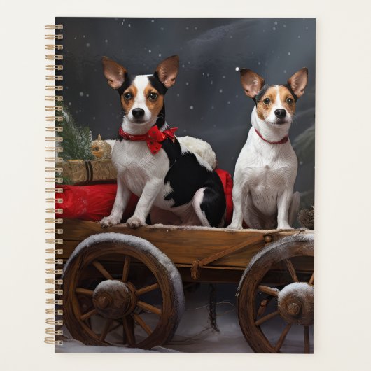 Rat Terrier Snowy Sleigh Weihnachtsdekor Planer (Vorderseite)