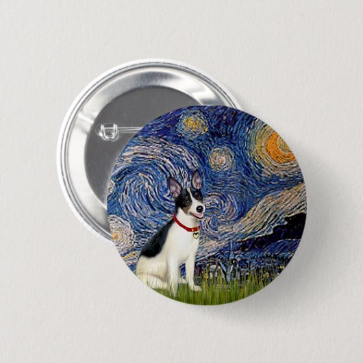 Rat Terrier - Starry Night Button (Vorne & Hinten)