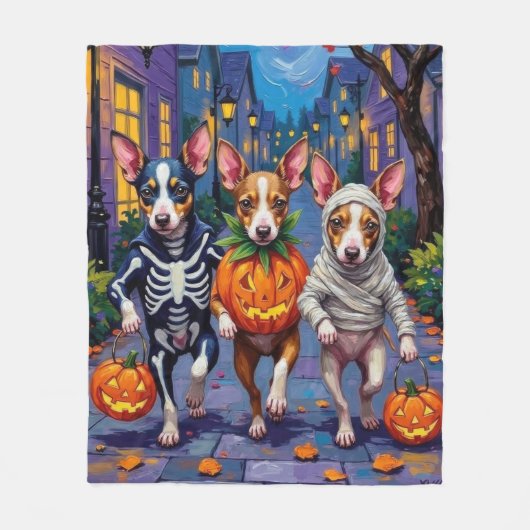 Rat Terrier Trick-or-Treating Halloween Costumes Fleecedecke (Vorderseite)
