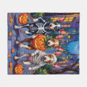 Rat Terrier Trick-or-Treating Halloween Costumes Fleecedecke (Vorderseite (Horizontal))