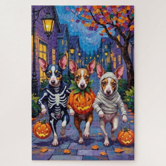 Rat Terrier Trick-or-Treating Halloween Costumes Puzzle (Vertikal)