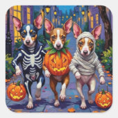 Rat Terrier Trick-or-Treating Halloween Costumes Quadratischer Aufkleber (Vorderseite)