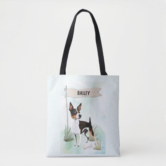 Rat Terrier Watercolor Personalized Dog Tasche (Vorderseite)