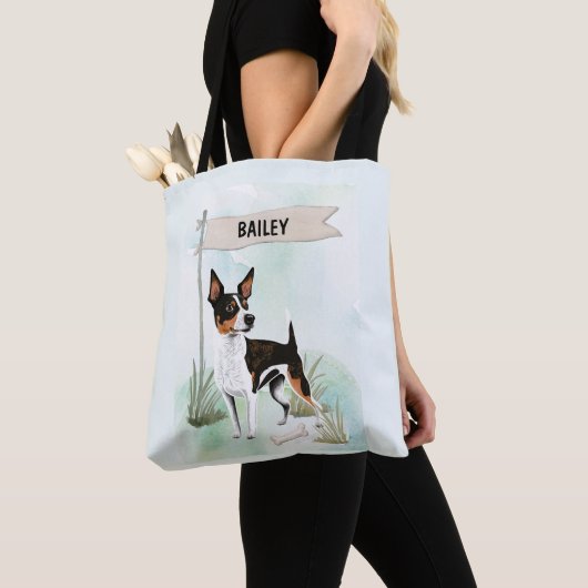 Rat Terrier Watercolor Personalized Dog Tasche (Von Nahem)