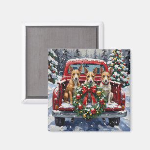Rat Terrier Weihnachten Rotes Lastwagen Ferien Magnet