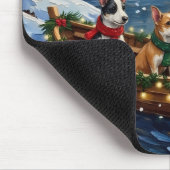 Rat-Terrier-Weihnachtsboot-Feier Mousepad (Ecke)