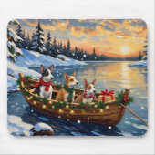 Rat-Terrier-Weihnachtsboot-Feier Mousepad (Vorne)