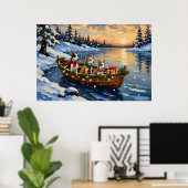 Rat-Terrier-Weihnachtsboot-Feier Poster (Heimbüro)