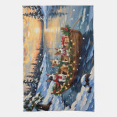 Rat-Terrier-Weihnachtsboot-Feiertag Geschirrtuch (Vertikal)