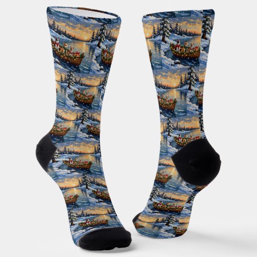 Rat-Terrier-Weihnachtsboot-Feiertag Socken (Gewinkelt)