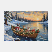 Rat Terrier Weihnachtsboot Urlaub Fußmatte (Vorderseite)