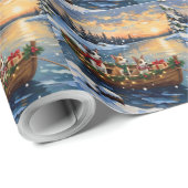 Rat Terrier Weihnachtsboot Urlaub Geschenkpapier (Rolleneckpunkt)