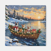 Rat Terrier Weihnachtsboot Urlaub Magnet (Vorne)