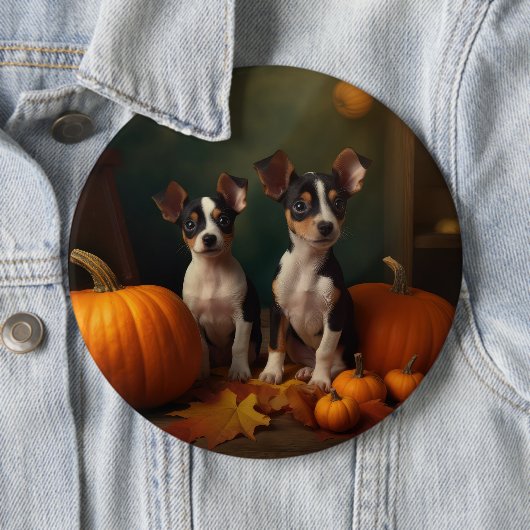 Rat Terrier Welpe Autumn Delight Pumpkin Button (Beispiel)