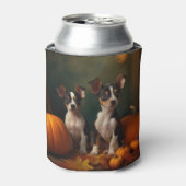 Rat Terrier Welpe Autumn Delight Pumpkin Dosenkühler (Kanne Vorderseite)