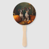 Rat Terrier Welpe Autumn Delight Pumpkin Fächer (Rückseite)