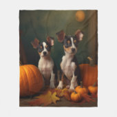 Rat Terrier Welpe Autumn Delight Pumpkin Fleecedecke (Vorderseite)