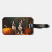 Rat Terrier Welpe Autumn Delight Pumpkin Gepäckanhänger (Rückseite horizontal)
