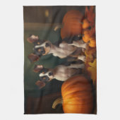 Rat Terrier Welpe Autumn Delight Pumpkin Geschirrtuch (Vertikal)
