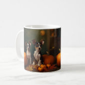 Rat Terrier Welpe Autumn Delight Pumpkin Kaffeetasse (Vorderseite Links)