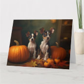 Rat Terrier Welpe Autumn Delight Pumpkin Karte (Vorderseite)