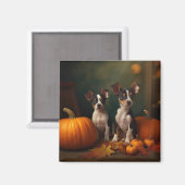 Rat Terrier Welpe Autumn Delight Pumpkin Magnet (Vorderseite/Rückseite)