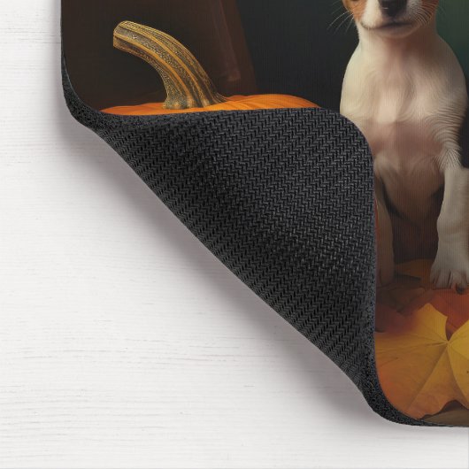 Rat Terrier Welpe Autumn Delight Pumpkin Mousepad (Ecke)