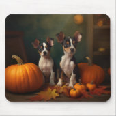 Rat Terrier Welpe Autumn Delight Pumpkin Mousepad (Vorne)