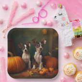 Rat Terrier Welpe Autumn Delight Pumpkin Pappteller (Party)