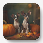 Rat Terrier Welpe Autumn Delight Pumpkin Pappteller (Vorderseite)