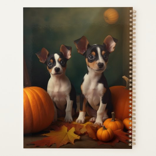 Rat Terrier Welpe Autumn Delight Pumpkin Planer (Rückseite)