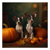 Rat Terrier Welpe Autumn Delight Pumpkin Poster (Vorderseite)