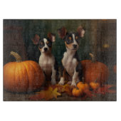 Rat Terrier Welpe Autumn Delight Pumpkin Schneidebrett (Vorderseite)