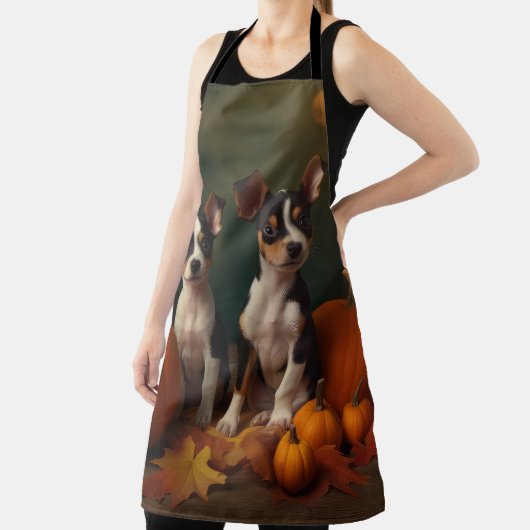 Rat Terrier Welpe Autumn Delight Pumpkin Schürze (InSitu)