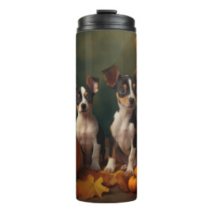 Rat Terrier Welpe Autumn Delight Pumpkin Thermosbecher